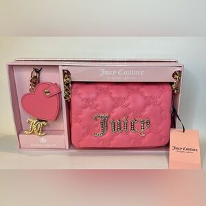 Juicy Couture Flap Crossbody and Keychain Pink Lemonade NWT